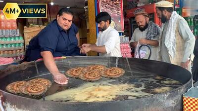 غذای خیابانی در افغانستان؛ پخت چپلی کباب محبوب در جلال آباد (فیلم)