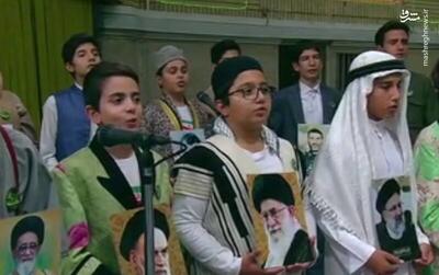 فیلم/ همخوانی سرود روز عید غدیر در محضر رهبر انقلاب