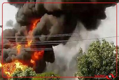 آتش سوزی وسیع در اتوبان آزادگان تهران