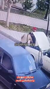 سرقت باطری و کامپیوتر خودرو در شهرک وایین شهریار مقابل دوربین مداربسته