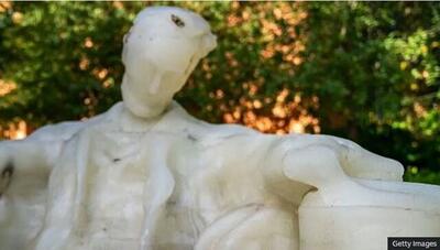 ذوب مجسمه «لینکلن» در آمریکا بر اثر گرما