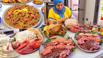 (ویدئو) پخت یک غذای مشهور عربی با جگر و سیرابی توسط بانوی مراکشی