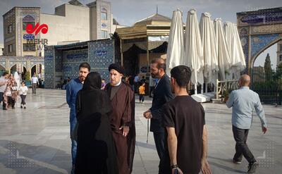 حضور میرتاج‌الدینی در محل بارگاه امام‌زاده صالح(ع) در انتخابات ریاست جمهوری