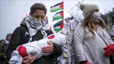 فریاد حامیان فلسطین در پایتخت اتریش برای  آتش بس غزه