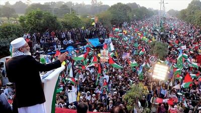 فیلم| تظاهرات گسترده در کراچی برای پایان دادن به نسل‌کشی در غزه