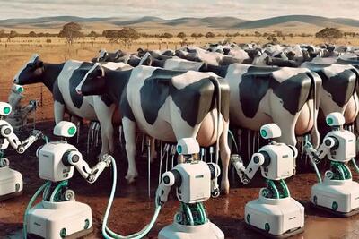 گاو های که ربات شیر شون می دوشه؛ این گاوها عادت کردن به ربات ها که بیان و بدوشن شون
