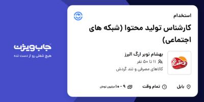 استخدام کارشناس تولید محتوا (شبکه های اجتماعی) - خانم در بهشام نوبر ارگ البرز