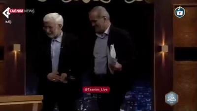 خوش و بش جالب  جلیلی و پزشکیان در پایان اولین مناظره دور دوم انتخابات ریاست جمهوری