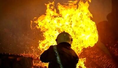 مصدومیت یک کارگر  هنگام خاموش کردن آتش