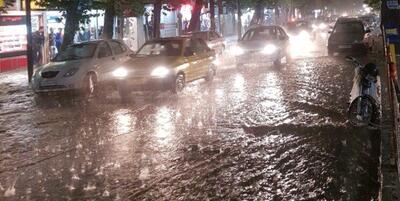 ببینید | رگبار شدید باران و آبگرفتگی معابر اسکو آذربایجان شرقی