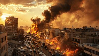سه فیلم از آتش سوزی سه راه یاسر تهران / نیاوان در دود و آتش