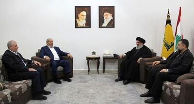 استقبال رهبر حزب الله از مذاکرات آتش‌بس در غزه در دیدار با معاون حماس