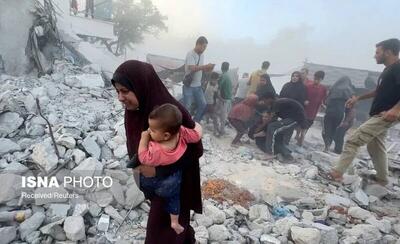 عکس/ بمب باران منطقه امن در غزه