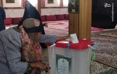 عکس/حضور پیرزن ۹۷ساله پای صندوق رأی در بیرجند