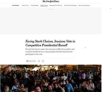 نیویورک‌تایمز: پیش‌بینی نتیجه انتخابات ایران دشوار است