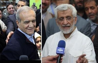 لحظه رای دادن پزشکیان و جلیلی در حاشیه تهران