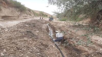 اصلاح خطوط آب شرب آسیب دیده ناشی از سیل در روستای خطاب استان خراسان شمالی