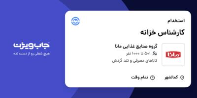 استخدام کارشناس خزانه - خانم در گروه صنایع غذایی مانا