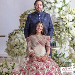 خاص ترین لباس شب ثروتمندترین عروس هندوستان!/ نامه عاشقانه داماد روی پیراهن عروس خانواده آمبانی