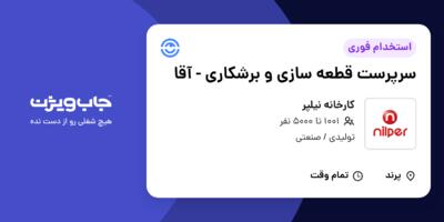 استخدام سرپرست قطعه سازی و برشکاری - آقا در کارخانه نیلپر