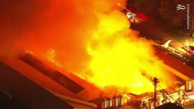 فیلم/ آتش‌سوزی مهیب در نیوجرسی آمریکا