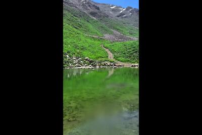 دریاچه ای شگفت انگیز در دل طبیعت با چشمه ای ازدل کوه های هورامان