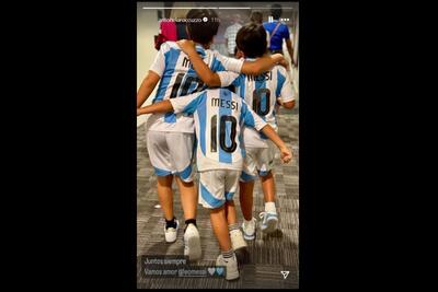 تصویر جالب همسر مسی از سه فرزندش پس از فینالیست شدن آرژانتین