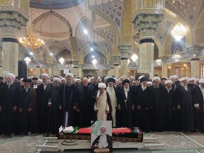 پیکر آیت الله علی نکونام عضو  جامعه مدرسین در قم به خاک سپرده شد