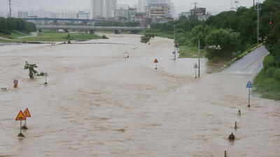 بارندگی و سیلاب در بخش‌هایی از کره جنوبی