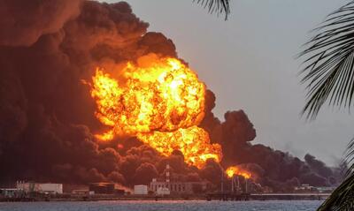 مخازن نفت روسیه در حملات پهپادی اوکراین سوخت