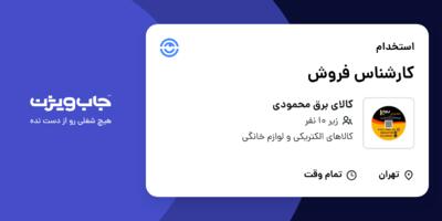 استخدام کارشناس فروش - خانم در کالای برق محمودی
