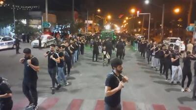 صف آرایی عزاداران حسینی صالح آباد در شب تاسوعای حسینی + فیلم