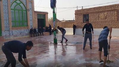 گزارشی از شوق آماده سازی مسجد روستای میاندهی برای اقامه عزای تاسوعا