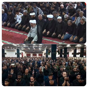 برپایی نماز ظهر عاشورا با حضور گسترده عزاداران حسینی در هرمزگان