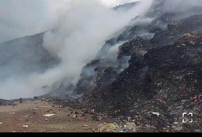 آتش‌سوزی در سایت زباله آمل در نزدیکی جنگل