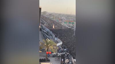 جمعیت خیره‌کننده عزاداران حسینی در ناصریه عراق + فیلم