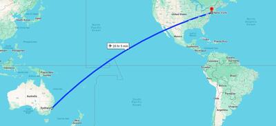مسیر پرواز نیویورک به سیدنی ( طولانی ترین و خطرناک ترین مسیر جهان )