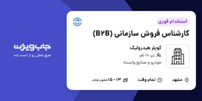 استخدام کارشناس فروش سازمانی (B2B) در کوپلر هیدرولیک