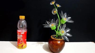 ایده های خلاقانه عالی با بطری های پلاستیکی / این گلدان تزئینی را برای دکوراسیون درست کنید