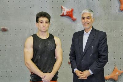 فیلم | بازدید وزیر ورزش از تمرینات سنگنوردی رضا علیپور در قزوین
