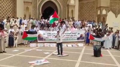 تظاهرات مردم مغرب در حمایت از غزه + فیلم