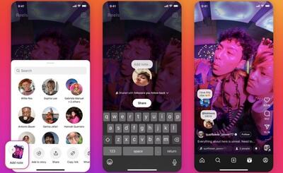 قابلیت جدید اینستاگرام: اکنون می‌توانید روی ریل‌ها و پست‌ها، نوت‌های موقت قرار دهید