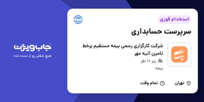 استخدام سرپرست حسابداری - آقا در شرکت کارگزاری رسمی بیمه مستقیم برخط تامین آتیه مهر