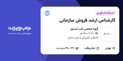 استخدام کارشناس ارشد فروش سازمانی در گروه صنعتی ناب استیل