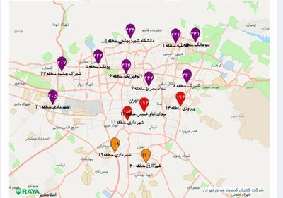 شاخص آلایندگی هوای تهران با عدد ۱۹۸ در شرایط ناسالم قرار دارد