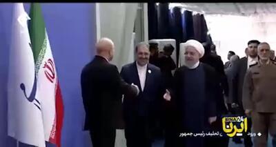 روبوسی قالیباف و روحانی قبل از مراسم تحلیف پزشکیان