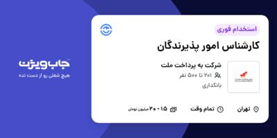 استخدام کارشناس امور پذیرندگان - آقا در شرکت به پرداخت ملت