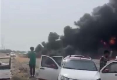 خودروی سوخت‌بر در جاده میناب هرمزگان‌ حادثه‌ آفرید + فیلم‌