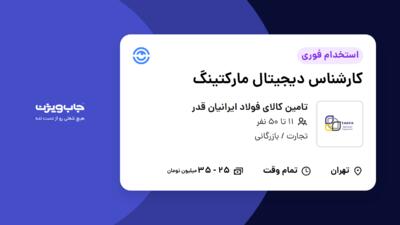 استخدام کارشناس دیجیتال مارکتینگ در تامین کالای فولاد ایرانیان قدر