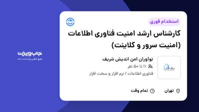 استخدام کارشناس ارشد  امنیت فناوری اطلاعات (امنیت سرور و کلاینت) در نوآوران امن اندیش شریف